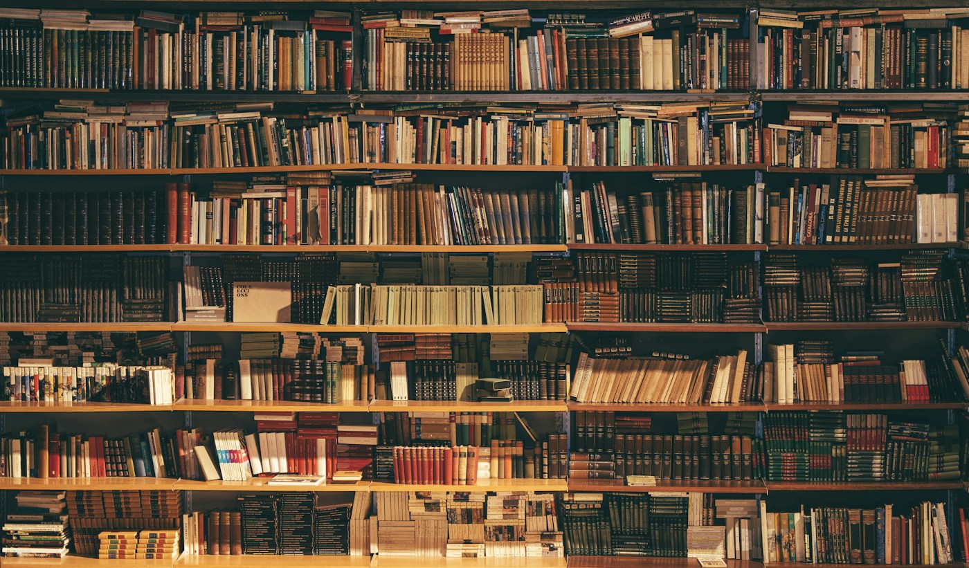Книжные полки библиотеки — символ письменной культуры